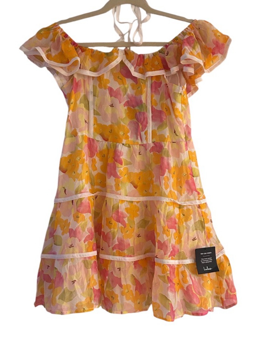 Lulus Mini Dress Size Medium Cutest Instinct Floral Halter Cold-Shoulder NEW - Picture 5 of 16